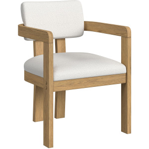 Portland Arm Chair with Snow White Fabric in Natural