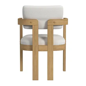 Portland Arm Chair with Snow White Fabric in Natural