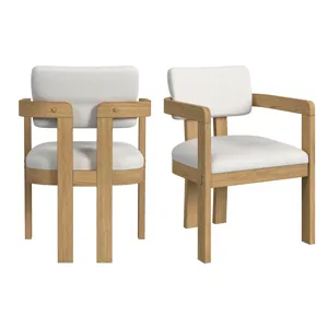Portland Arm Chair with Snow White Fabric in Natural