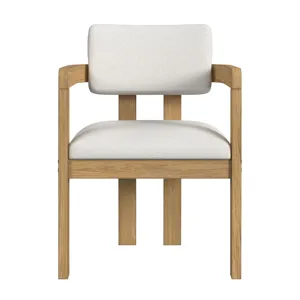Portland Arm Chair with Snow White Fabric in Natural