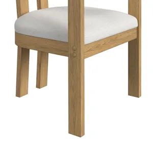 Portland Arm Chair with Snow White Fabric in Natural