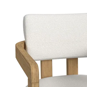 Portland Arm Chair with Snow White Fabric in Natural