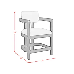 Portland Arm Counter Stool with White Fabric in Black