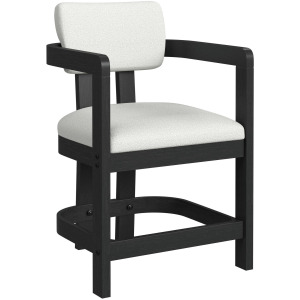 Portland Arm Counter Stool with White Fabric in Black