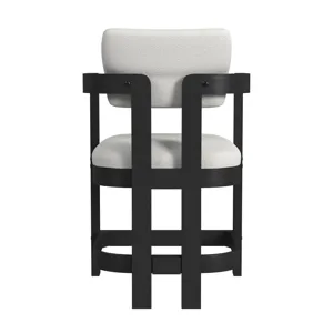 Portland Arm Counter Stool with White Fabric in Black