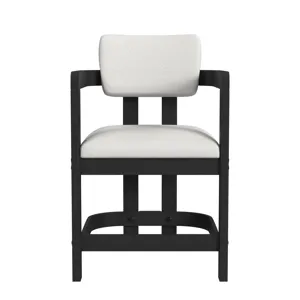 Portland Arm Counter Stool with White Fabric in Black