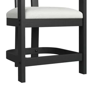 Portland Arm Counter Stool with White Fabric in Black