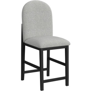 Portland Round Back Barstool with Grey Fabric in Black