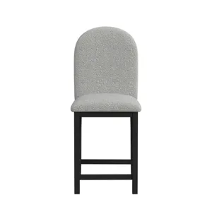 Portland Round Back Barstool with Grey Fabric in Black