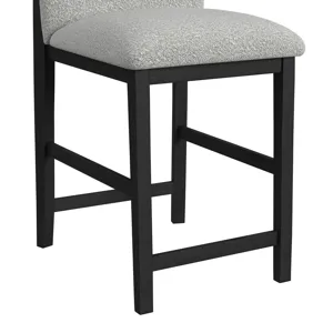 Portland Round Back Barstool with Grey Fabric in Black