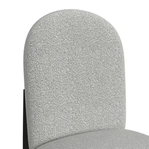 Portland Round Back Counter Stool with Grey Fabric in Black