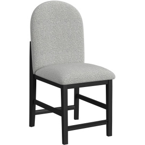 Portland Round Back Counter Stool with Grey Fabric in Black