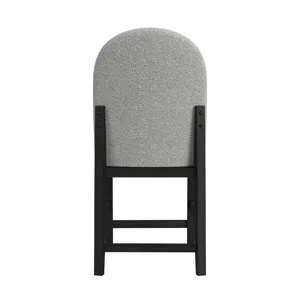 Portland Round Back Counter Stool with Grey Fabric in Black