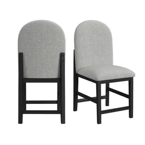Portland Round Back Counter Stool with Grey Fabric in Black
