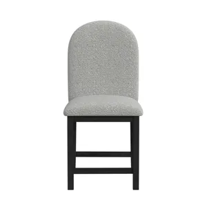 Portland Round Back Counter Stool with Grey Fabric in Black