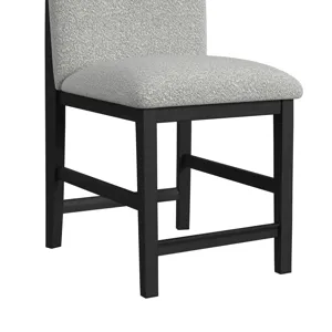 Portland Square Back Counter Stool with Grey Fabric in Black