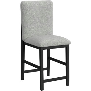 Portland Square Back Barstool with Grey Fabric in Black