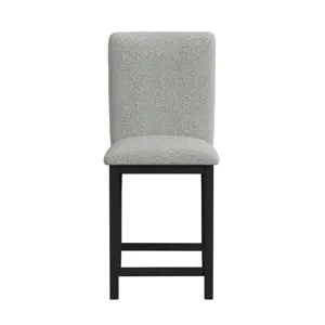 Portland Square Back Barstool with Grey Fabric in Black