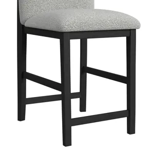 Portland Square Back Barstool with Grey Fabric in Black