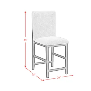 Portland Square Back Barstool with Grey Fabric in Black