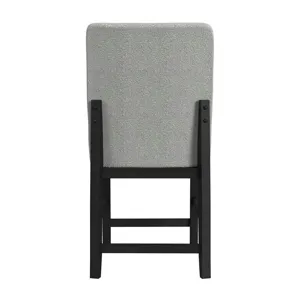 Portland Square Back Counter Stool with Grey Fabric in Black