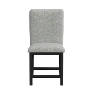 Portland Square Back Counter Stool with Grey Fabric in Black