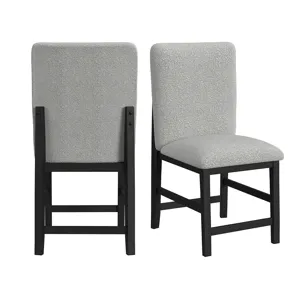 Portland Square Back Counter Stool with Grey Fabric in Black