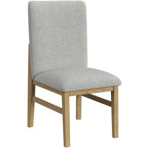 Portland Square Back Dining Side Chair with Grey Fabric in Natural (2 Per Carton)