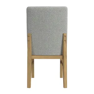 Portland Square Back Dining Side Chair with Grey Fabric in Natural (2 Per Carton)
