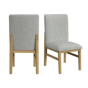 Portland Square Back Dining Side Chair with Grey Fabric in Natural (2 Per Carton)