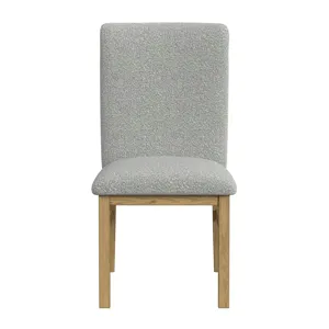 Portland Square Back Dining Side Chair with Grey Fabric in Natural (2 Per Carton)