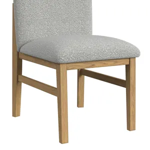 Portland Square Back Dining Side Chair with Grey Fabric in Natural (2 Per Carton)