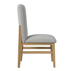 Portland Square Back Dining Side Chair with Grey Fabric in Natural (2 Per Carton)
