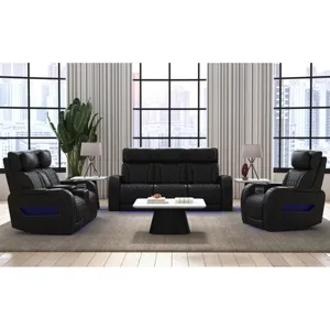Prime Time P3 Recliner with LED and wireless charger pocket in Pebble Black with Red Stitching