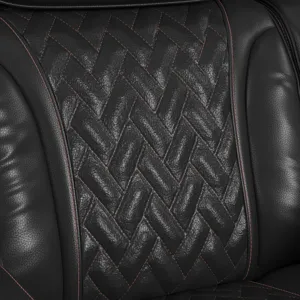 Prime Time P3 Recliner with LED and wireless charger pocket in Jett Black with Red Stitching