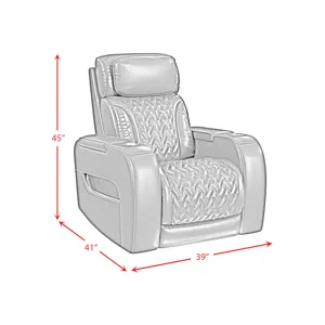 Prime Time P3 Recliner with LED and wireless charger pocket in Jett Black with Red Stitching