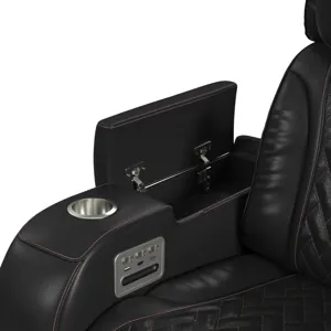 Prime Time P3 Recliner with LED and wireless charger pocket in Jett Black with Red Stitching