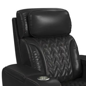 Prime Time P3 Recliner with LED and wireless charger pocket in Jett Black with Red Stitching
