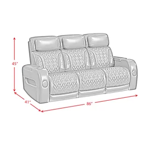 Prime Time P3 Sofa with I Table, reading light, heat, massage, LED, and speaker in Jett Black with R