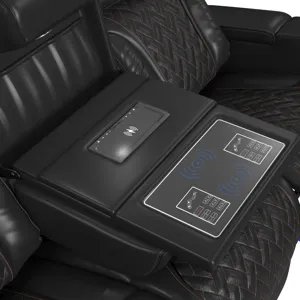 Prime Time P3 Sofa with I Table, reading light, heat, massage, LED, and speaker in Jett Black with R