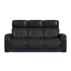 Prime Time P3 Sofa with I Table, reading light, heat, massage, LED, and speaker in Jett Black with R