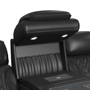 Prime Time P3 Sofa with I Table, reading light, heat, massage, LED, and speaker in Jett Black with R