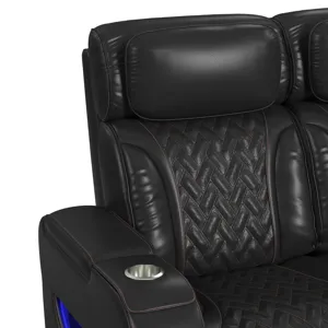 Prime Time P3 Sofa with I Table, reading light, heat, massage, LED, and speaker in Jett Black with R