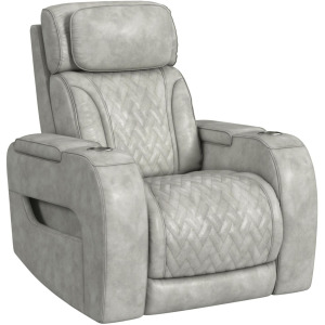 Prime Time P3 Recliner with LED and wireless charger pocket in Leather Gel Lite Grey