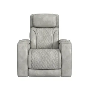 Prime Time P3 Recliner with LED and wireless charger pocket in Leather Gel Lite Grey