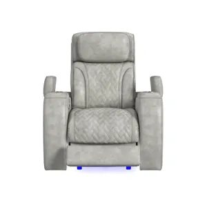 Prime Time P3 Recliner with LED and wireless charger pocket in Leather Gel Lite Grey