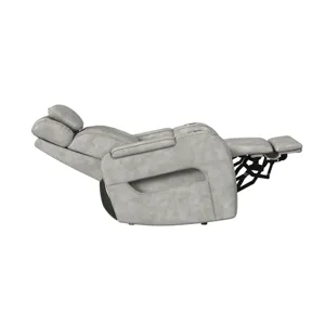 Prime Time P3 Recliner with 7 Colors LED, Cup Holders and Wireless Charger Controller in Leather Gel Light Grey