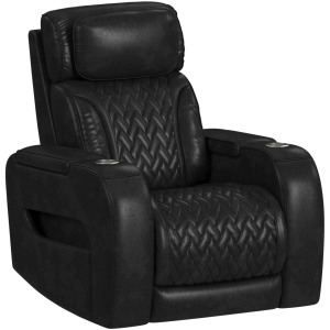 Prime Time P3 Recliner with 7 Colors LED, Cup Holders and Wireless Charger Controller in Leather Gel Black