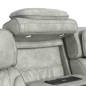 Prime Time P3 Sofa with I Table, reading light, heat, massage, LED, and speaker in Leather Gel Lite 