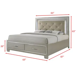Platinum Queen Platform Storage Bed